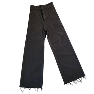 Zara Wide Leg Jeans 2 BLK 13" High-Rise Bloggers Fave Boho Raw Hem Festival EUC